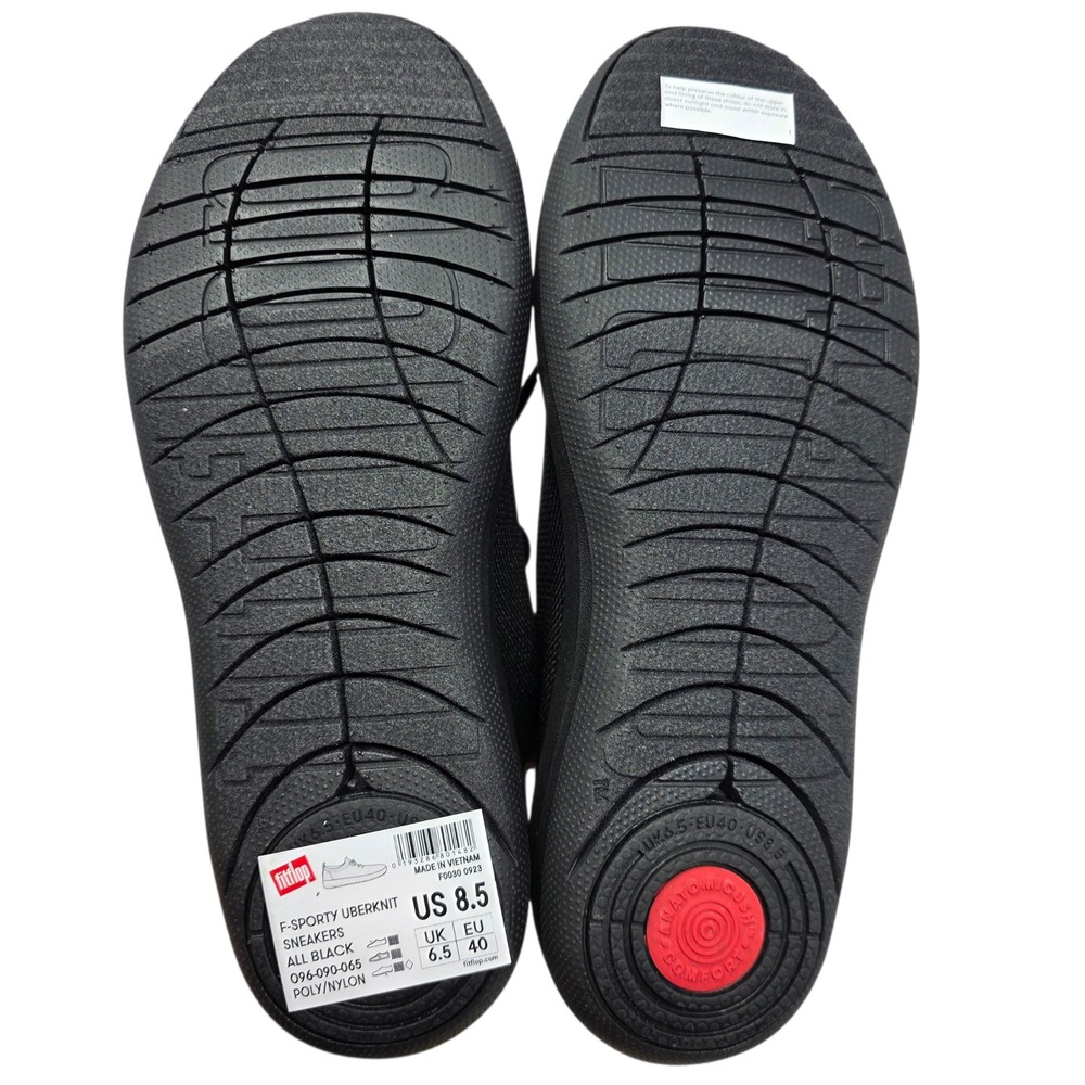 FitFlop F-Sporty Uberknit Sneakers Women All Black Knit Lace Up Sizeβ 8.5 - Picture 11 of 12